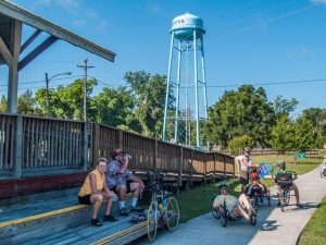 Cyclists At The Train Depot In Trenton
